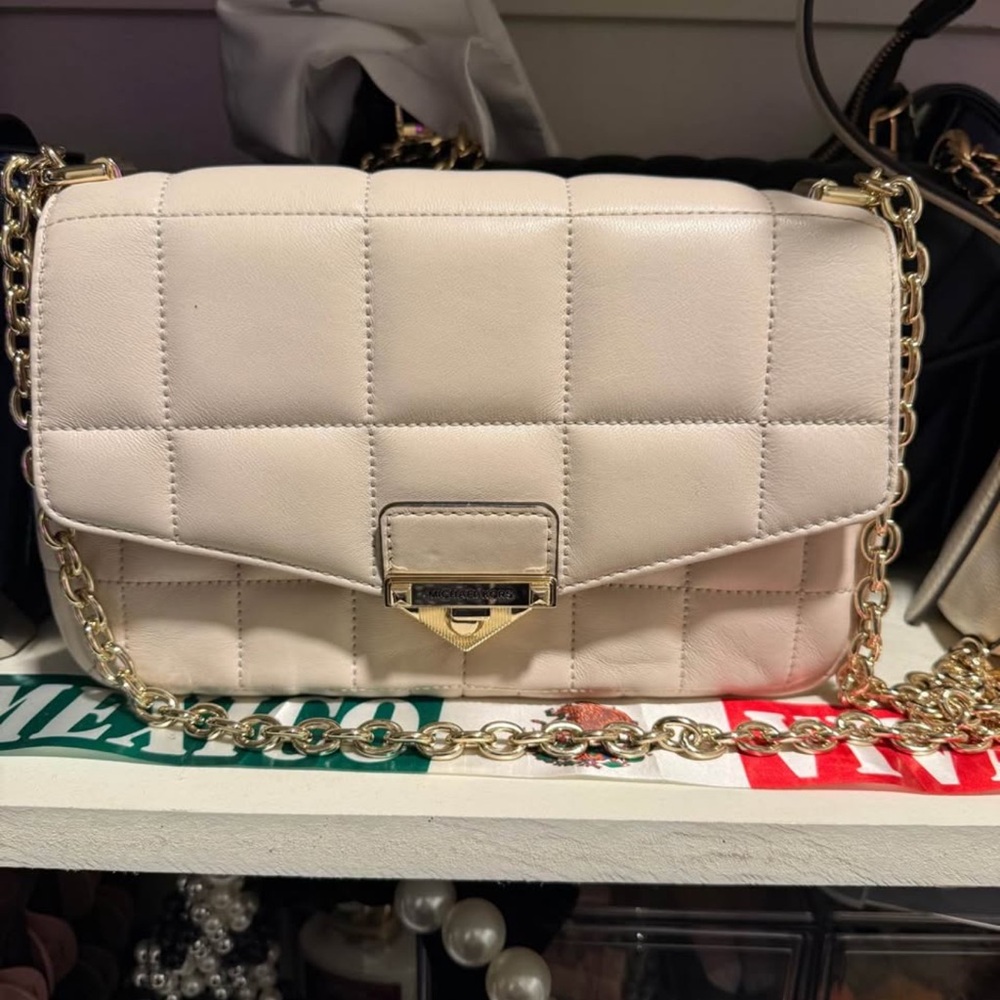 Michael Kors Cream Quilted Crossbody Bag